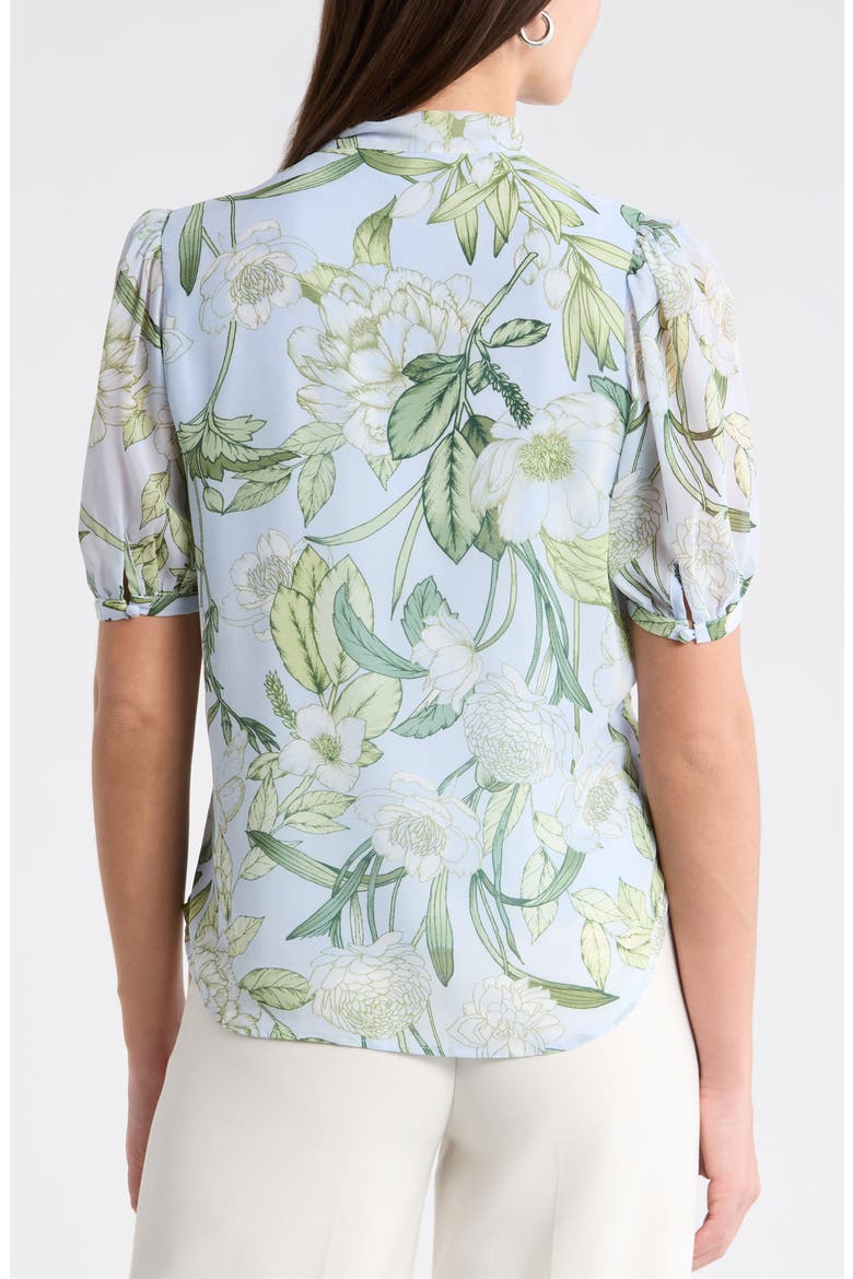 Serenade Bloom Rayna Bow Puff Sleeve Top, Alternate, color, WHITE GREENS