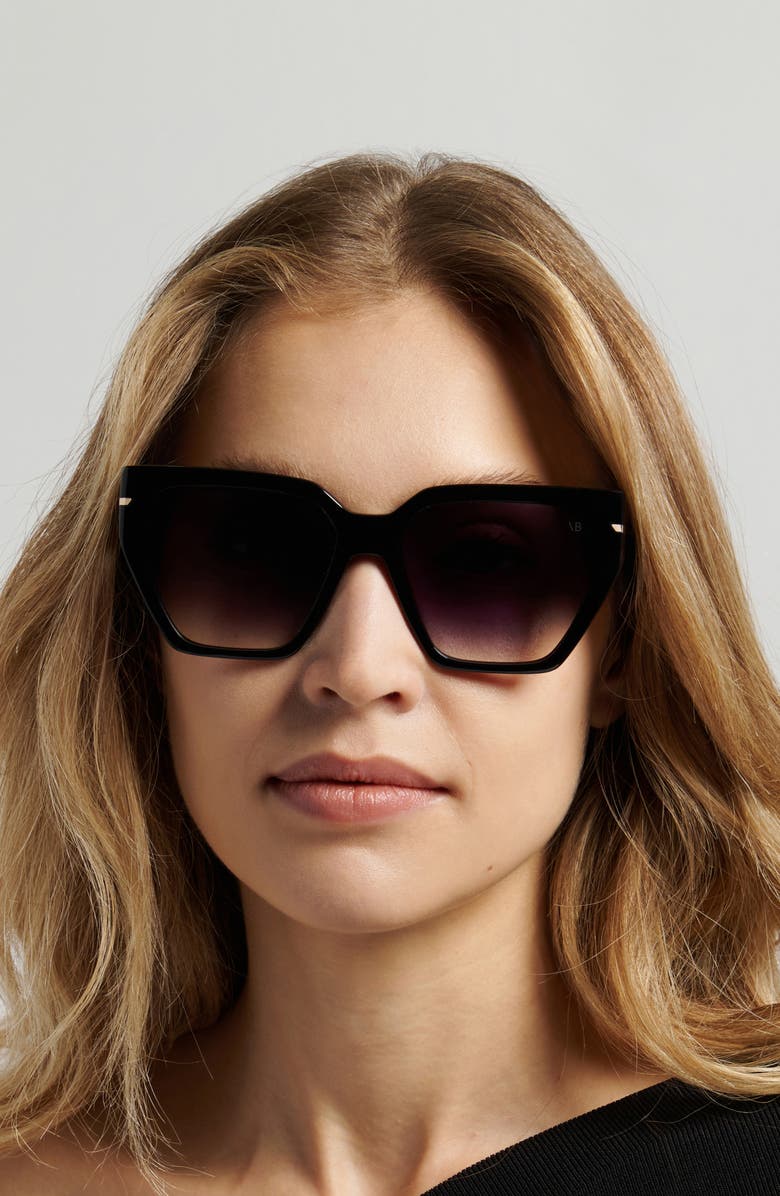 Victoria Beckham 57mm Gradient Square Sunglasses, Alternate, color, Black/ Dark Grey Sf