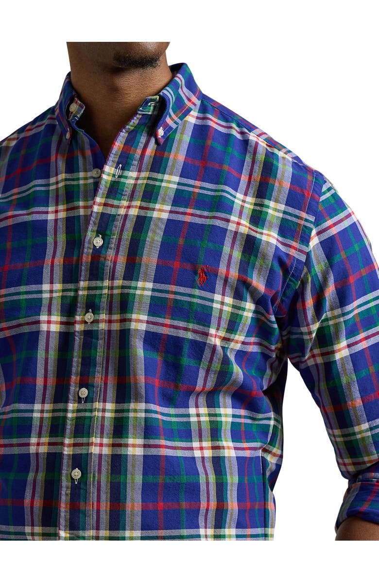 Polo Ralph Lauren Plaid Oxford Sport Shirt, Alternate, color, Royal White Multi