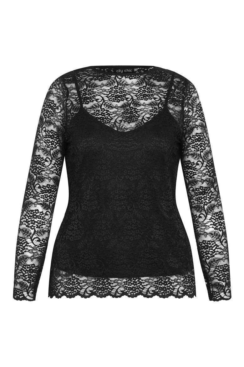 Selena Lace Top, Alternate, color, BLACK