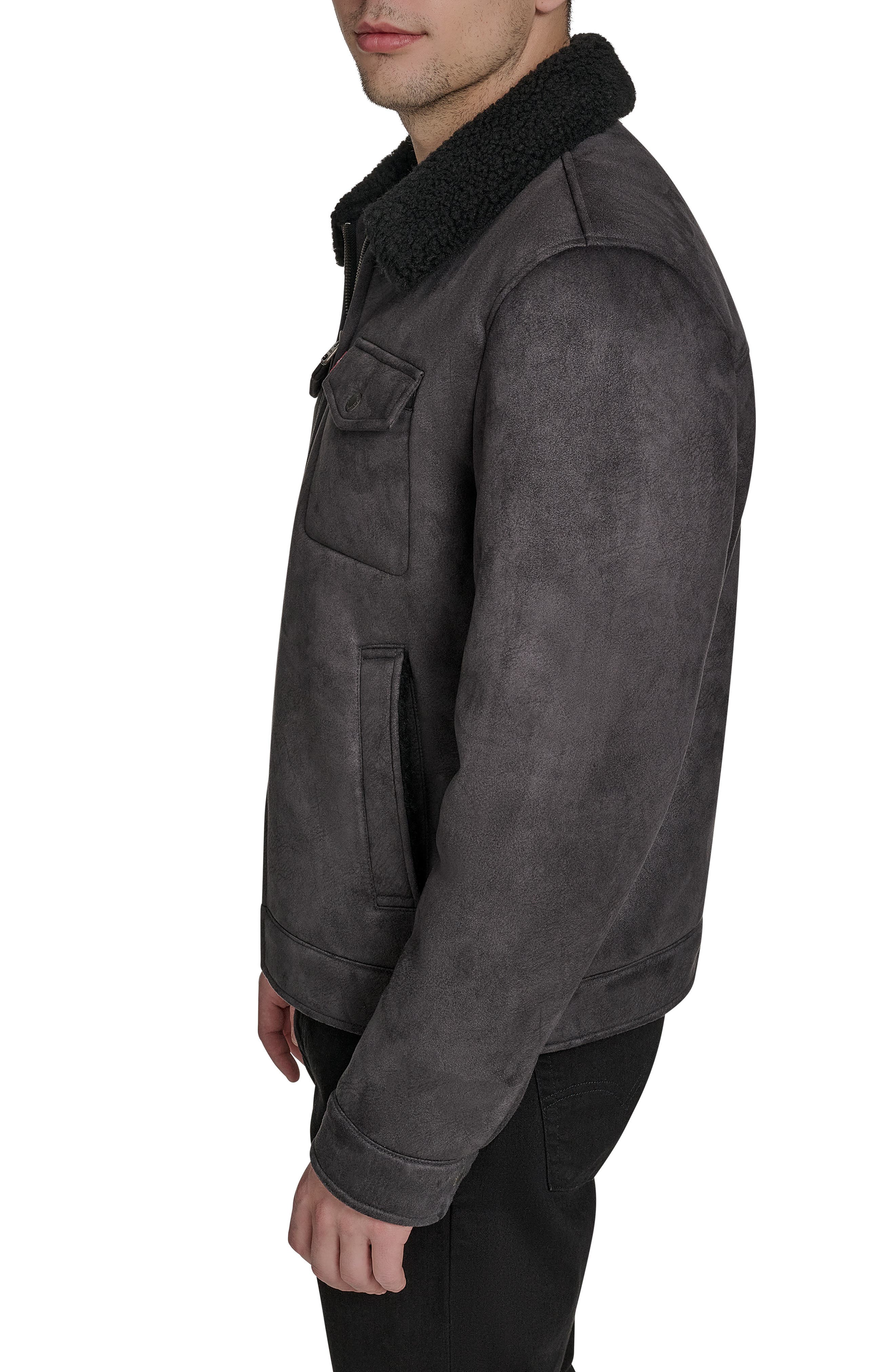 Faux Shearling Lined Trucker Jacket - image 2