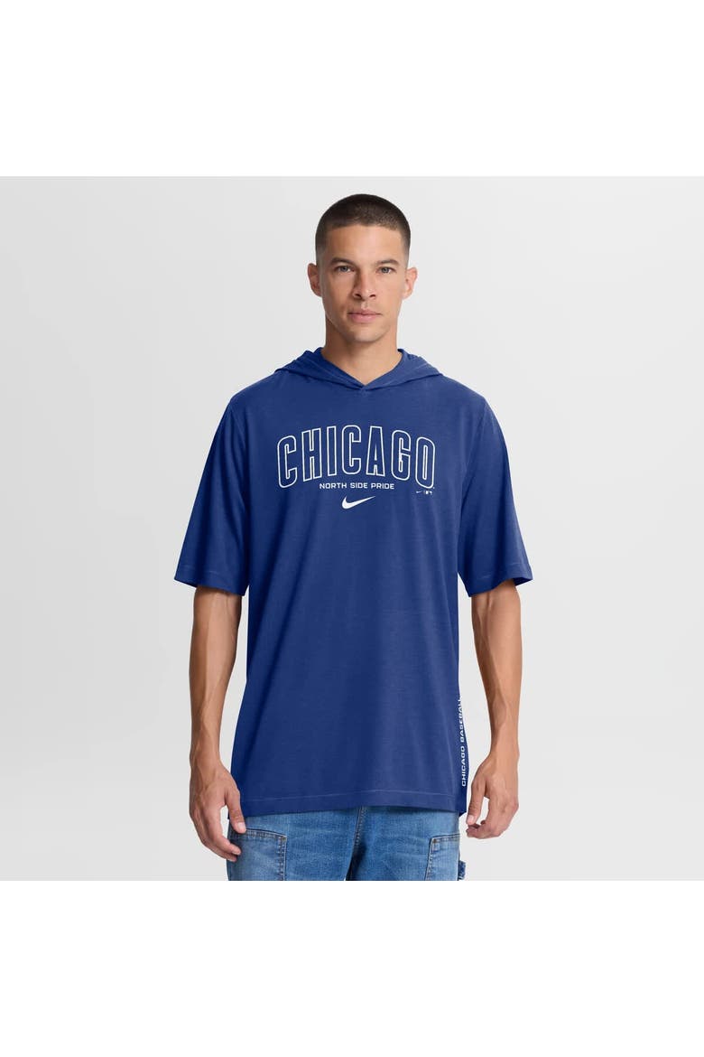 Men's Nike Royal Chicago Cubs Arched Wordmark Tri-Blend Hooded T-Shirt, Main, color, Royal