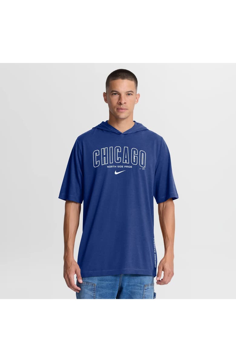 Nike Men's Nike Royal Chicago Cubs Arched Wordmark Tri-Blend Hooded T-Shirt, Main, color, Royal