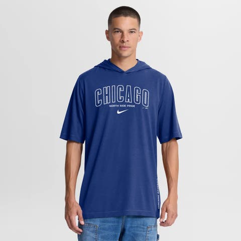 Men's Nike Royal Chicago Cubs Arched Wordmark Tri-Blend Hooded T-Shirt