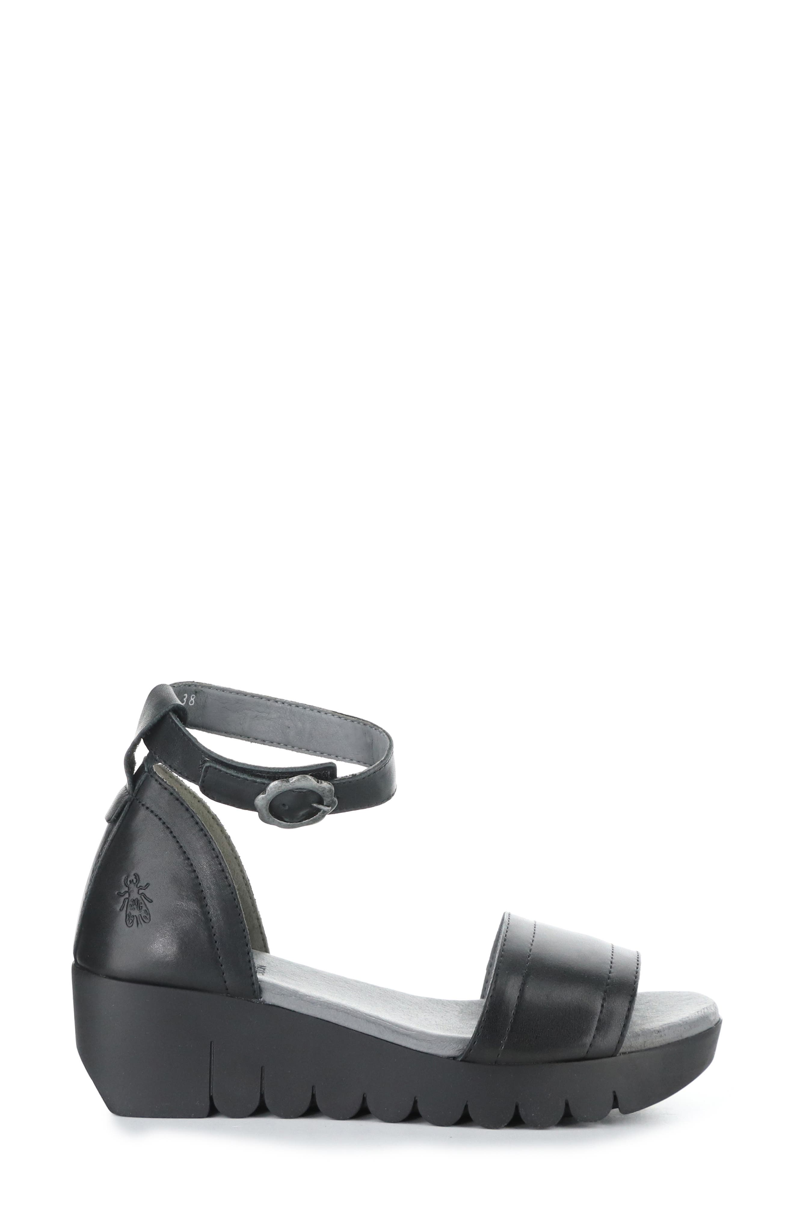 Fly London Voik Ankle Strap Platform Wedge Sandal, Alternate, color, Black