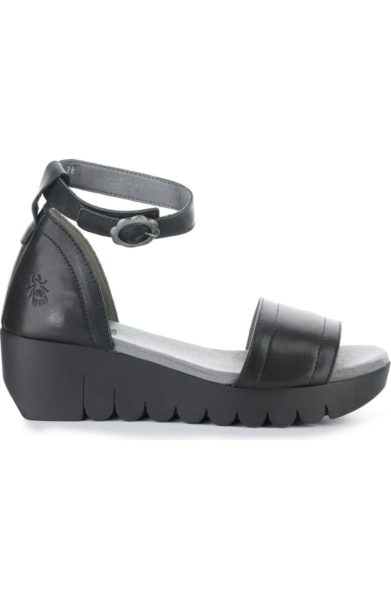 Fly London Voik Ankle Strap Platform Wedge Sandal, Alternate, color, Black