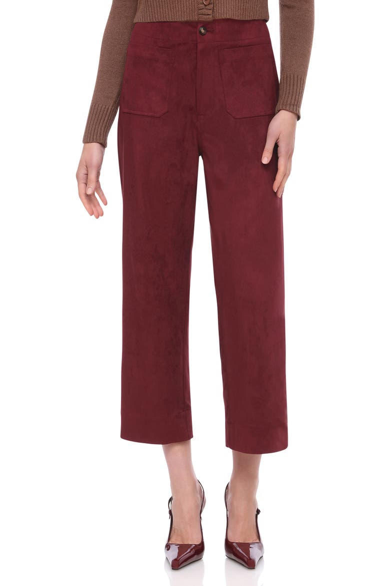 Patch Pocket Faux Leather Crop Wide Leg Pants, Main, color, PORT