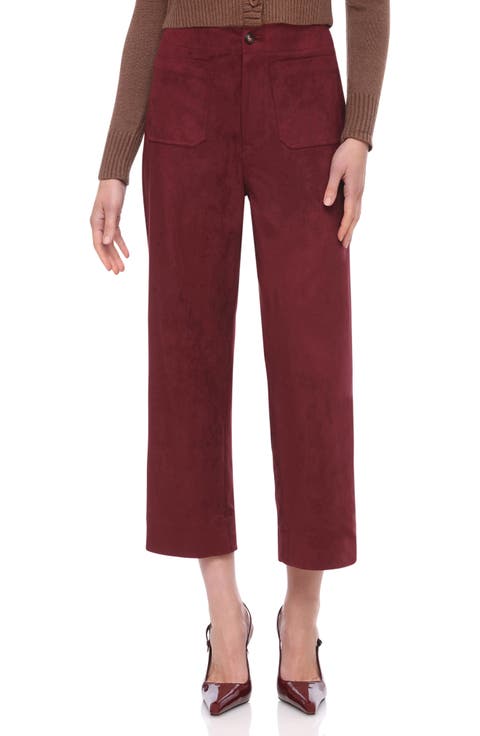 Patch Pocket Faux Leather Crop Wide Leg Pants