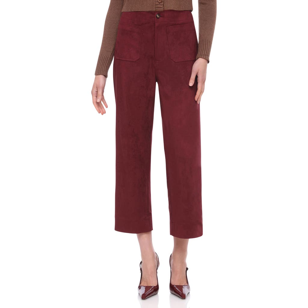 Bagatelle Patch Pocket Faux Leather Crop Wide Leg Pants In Red