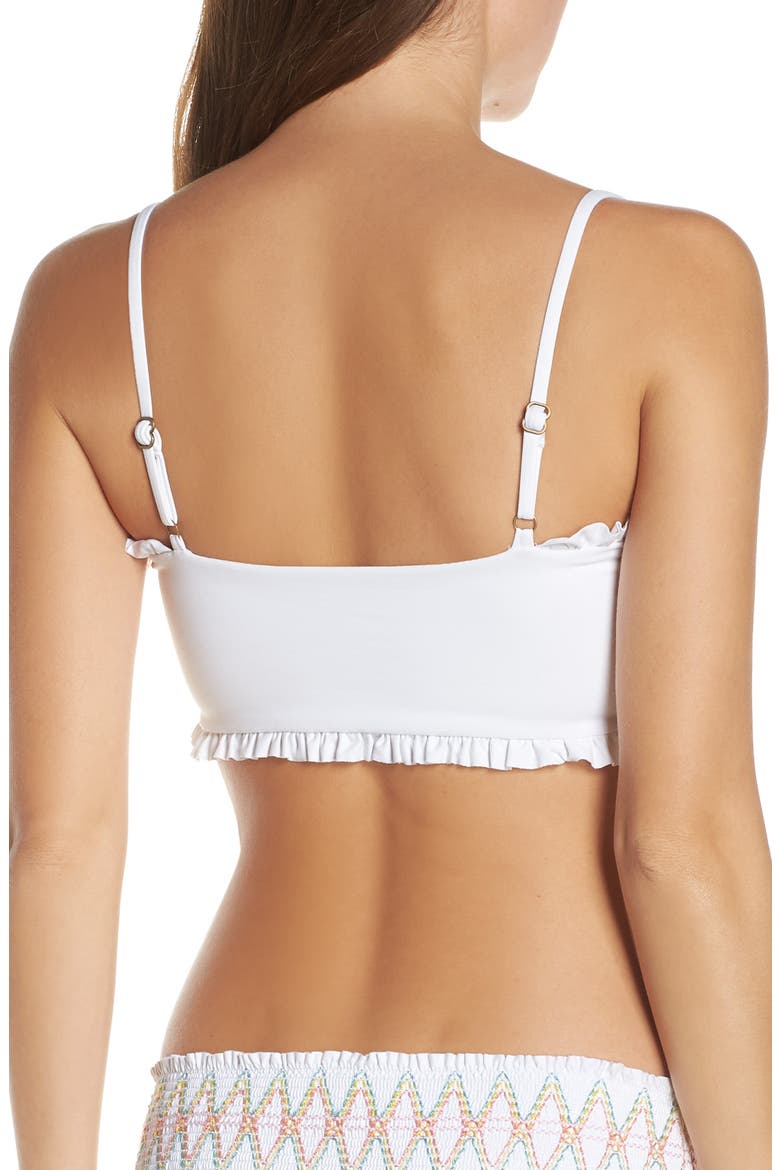 Double Take Smocked Bikini Top, Alternate, color, WHITE