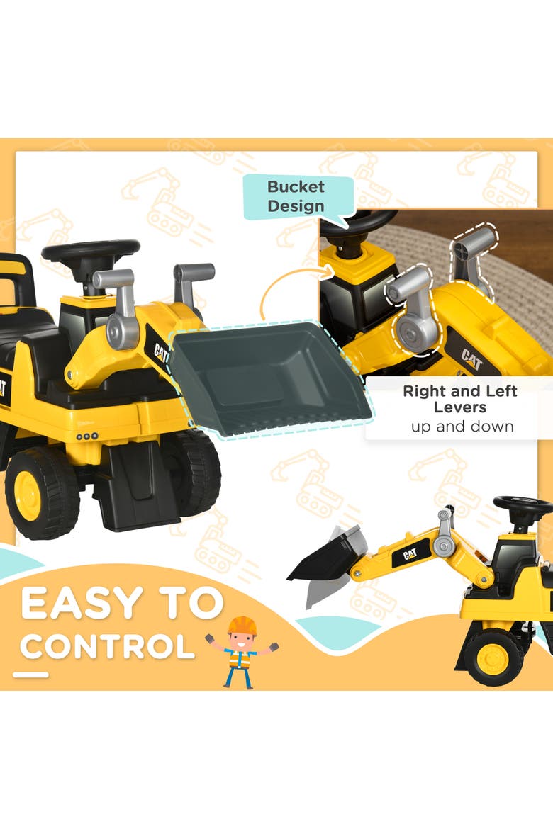 Kids Ride-On Excavator with Shovel, Horn, Storage, Alternate, color, Yellow