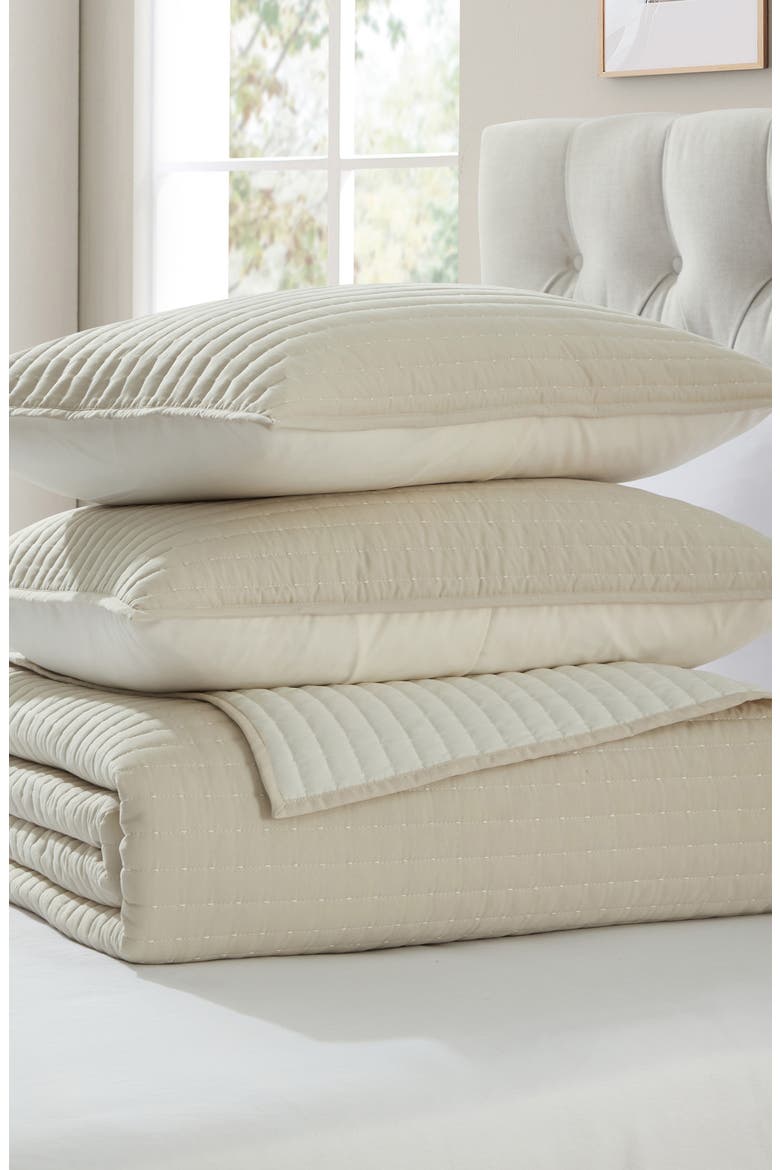 Pickstitch 3-Piece King Quilt Set, Main, color, TAUPE