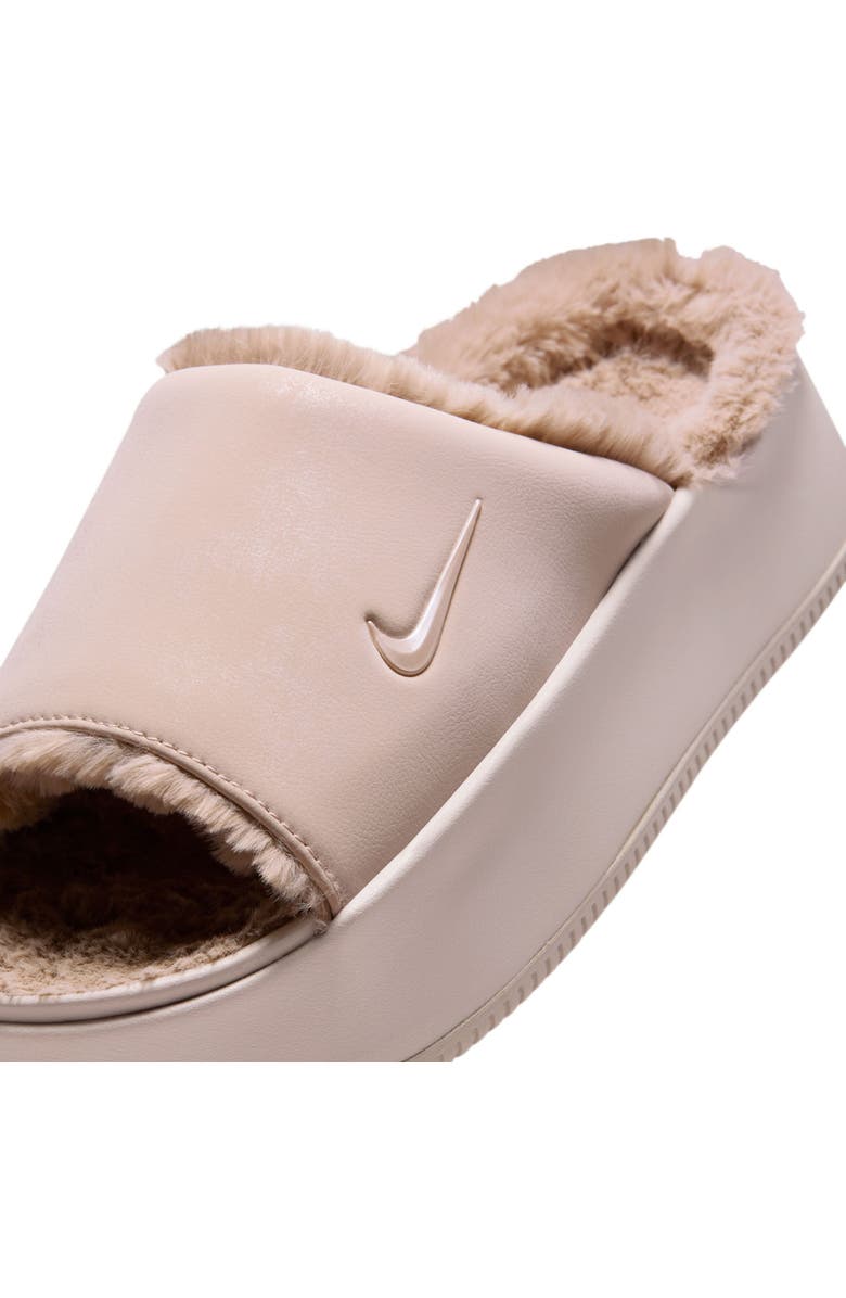 Nike Calm Elevation Faux Fur Lined Platform Slide, Alternate, color, Clay Red/ Clay Red/ Malt