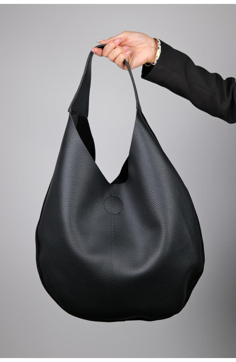 Forever & Always Shoes PUJA Leather Shoulder Bag, Alternate, color, Black Suede