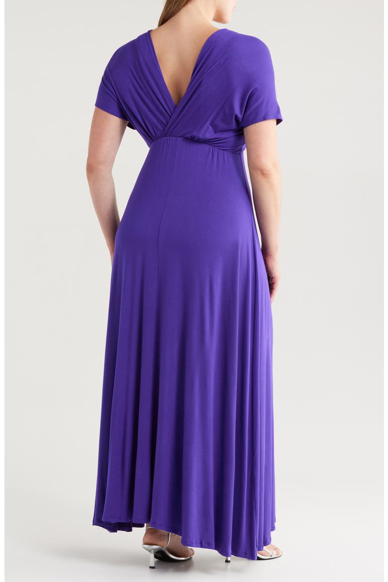 Empire Waist V-Neck Stretch Dress, Alternate, color, PURPLE