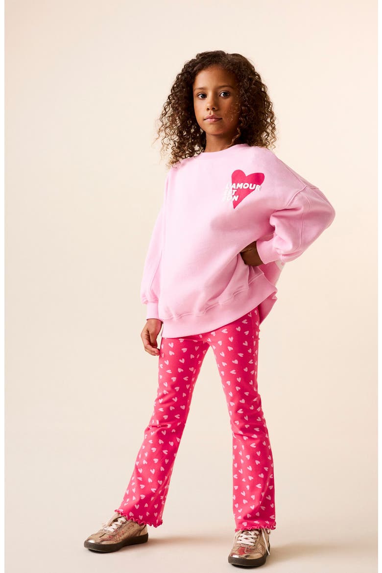 Kids' Heart Sweatshirt & Flare Leggings Set, Alternate, color, PINK