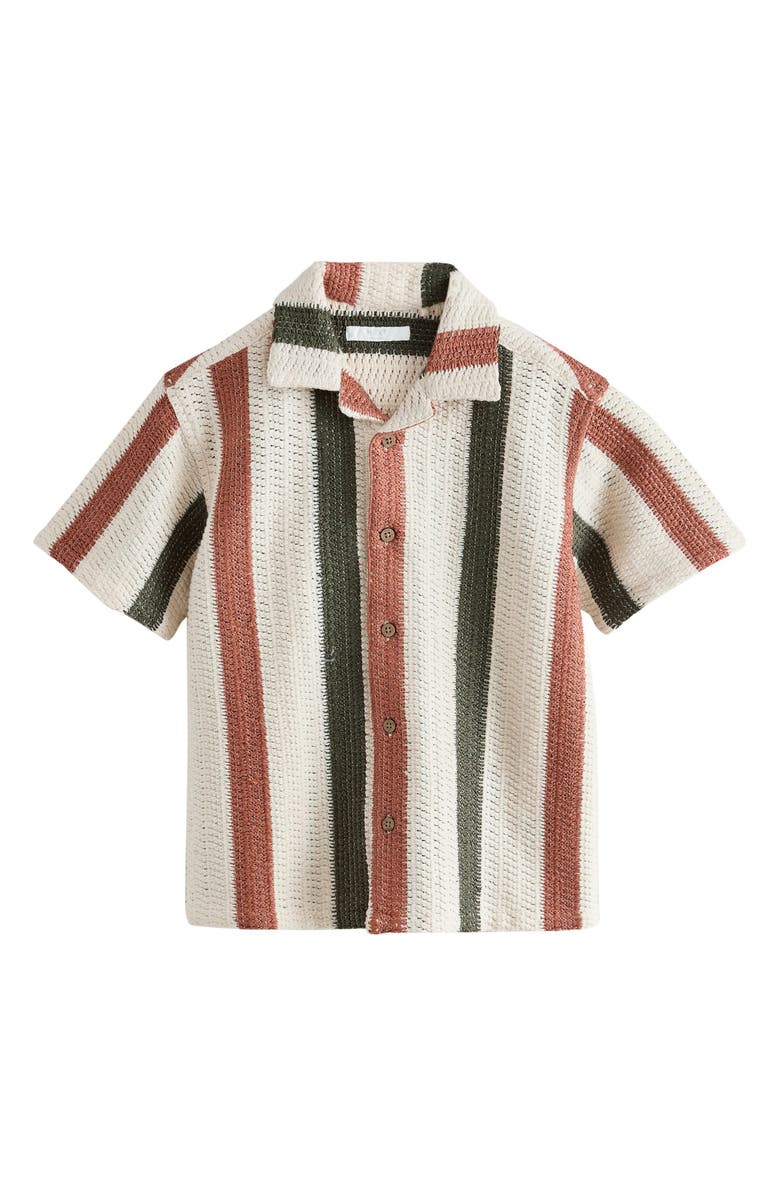 NEXT Kids' Textured Stripe Camp Shirt, Main, color, Print