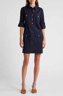 Veronica Beard Saude Long Sleeve Cargo Shirtdress