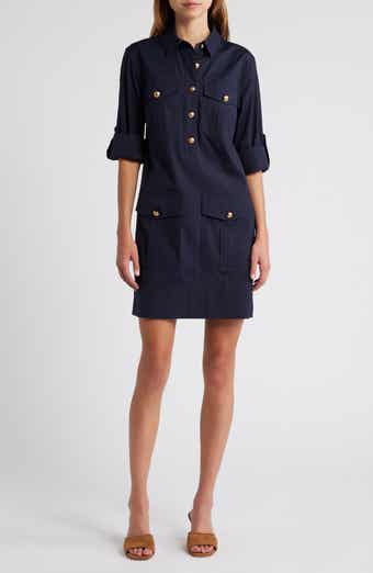 Veronica Beard Saude Long Sleeve Cargo Shirtdress