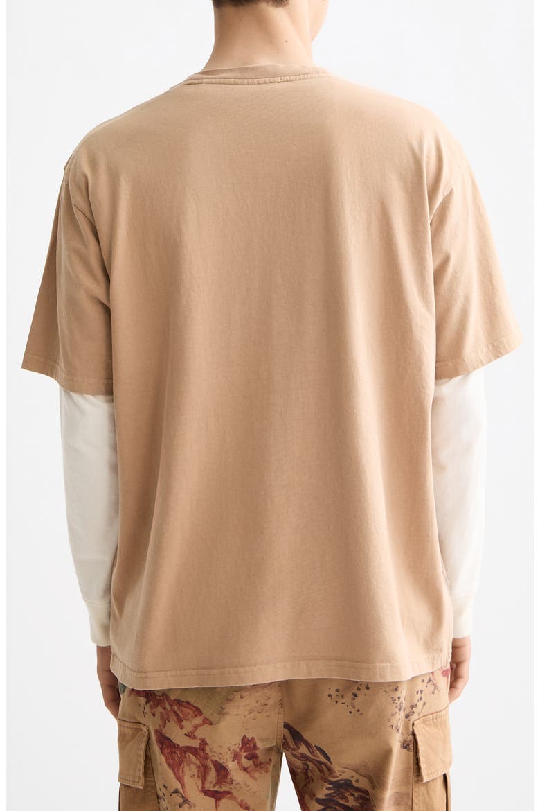 Loose Fit Mountain Print Overdye Cotton T-Shirt, Alternate, color, TANNIN