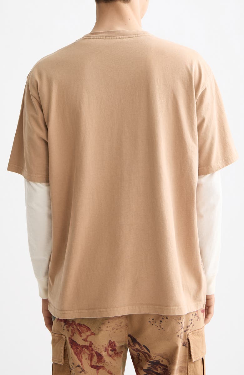 Scotch & Soda Loose Fit Mountain Print Overdye Cotton T-Shirt, Alternate, color, Tannin