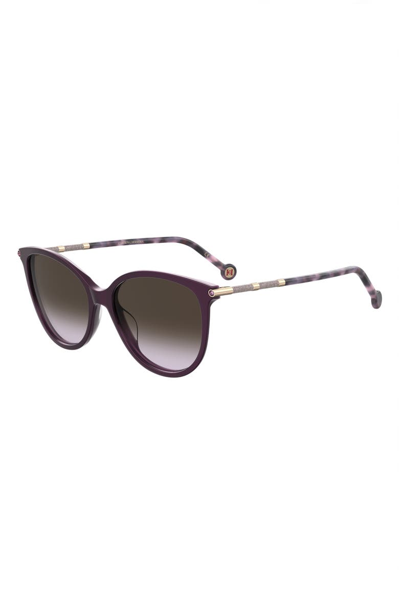 Carolina Herrera 57mm Round Sunglasses, Alternate, color, Plum Gold