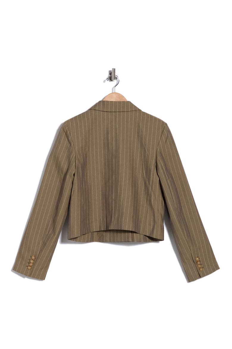 Elenia Cropped Blazer, Alternate, color, OLIVE STRIPE