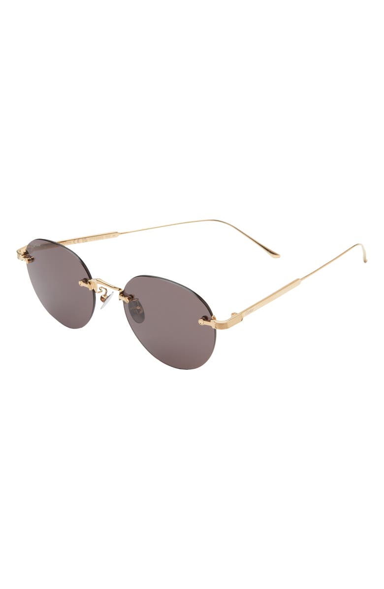 Cartier 52mm Round Sunglasses, Alternate, color, Gold