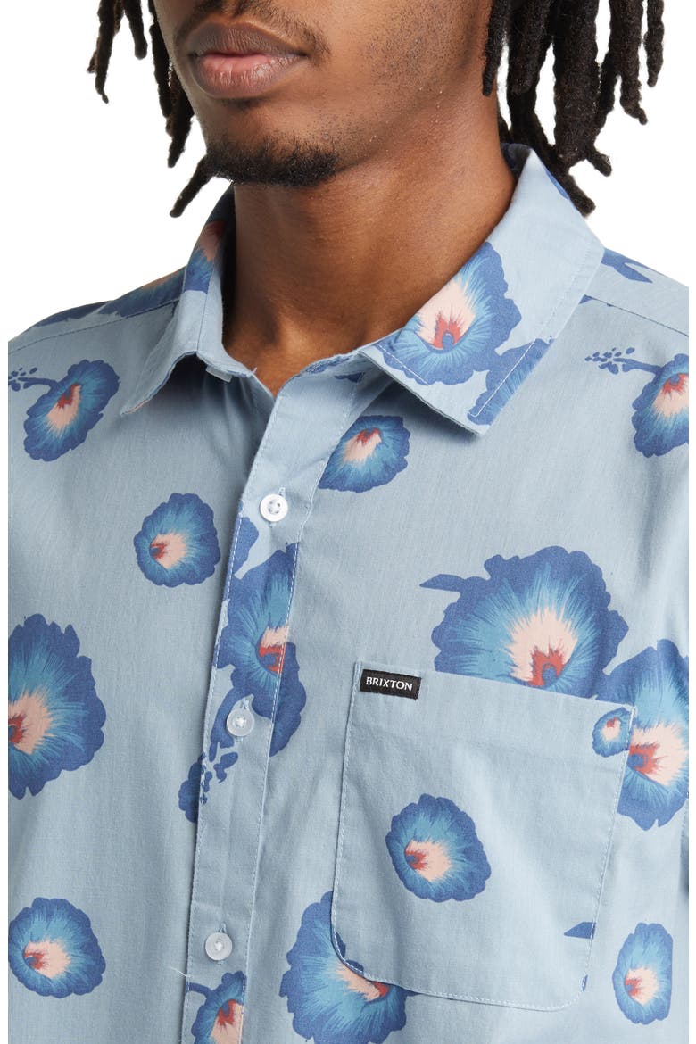 Charter Regular Fit Tropical Short Sleeve Button-Up Shirt, Alternate, color, DUSTY BLUE/PACIFIC BLUE/CORAL