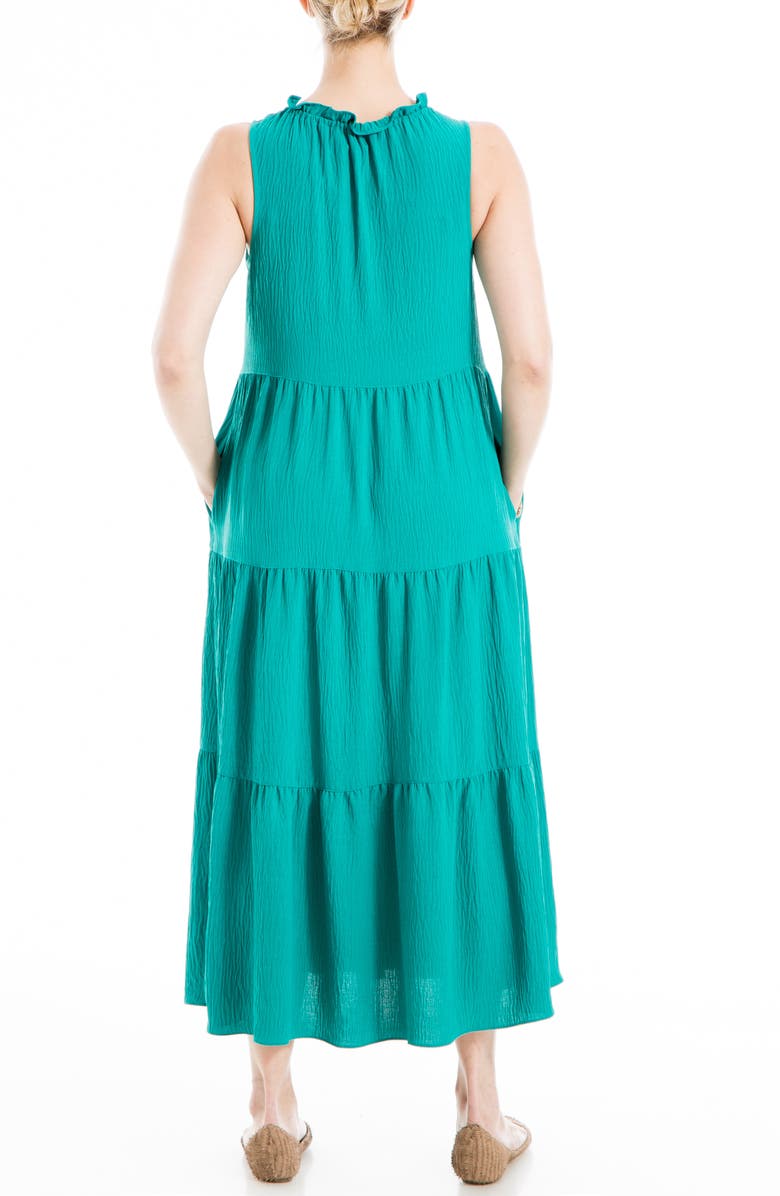 MAX STUDIO LONDON Tie Neck Tiered Maxi Dress, Alternate, color, 