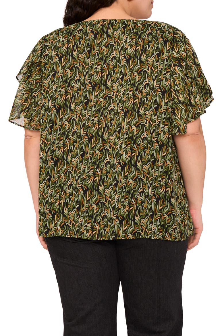 Ruffle Short Sleeve Blouse, Alternate, color, RICH BLACK