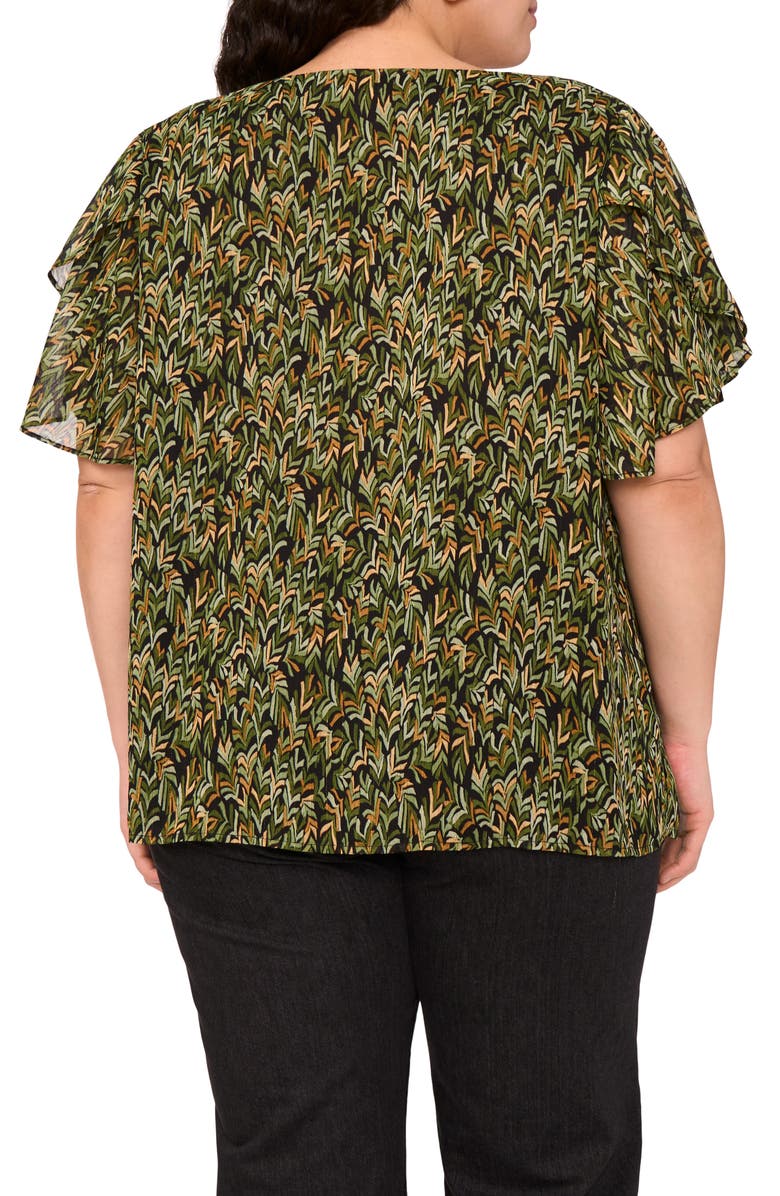 Vince Camuto Ruffle Short Sleeve Blouse, Alternate, color, Rich Black