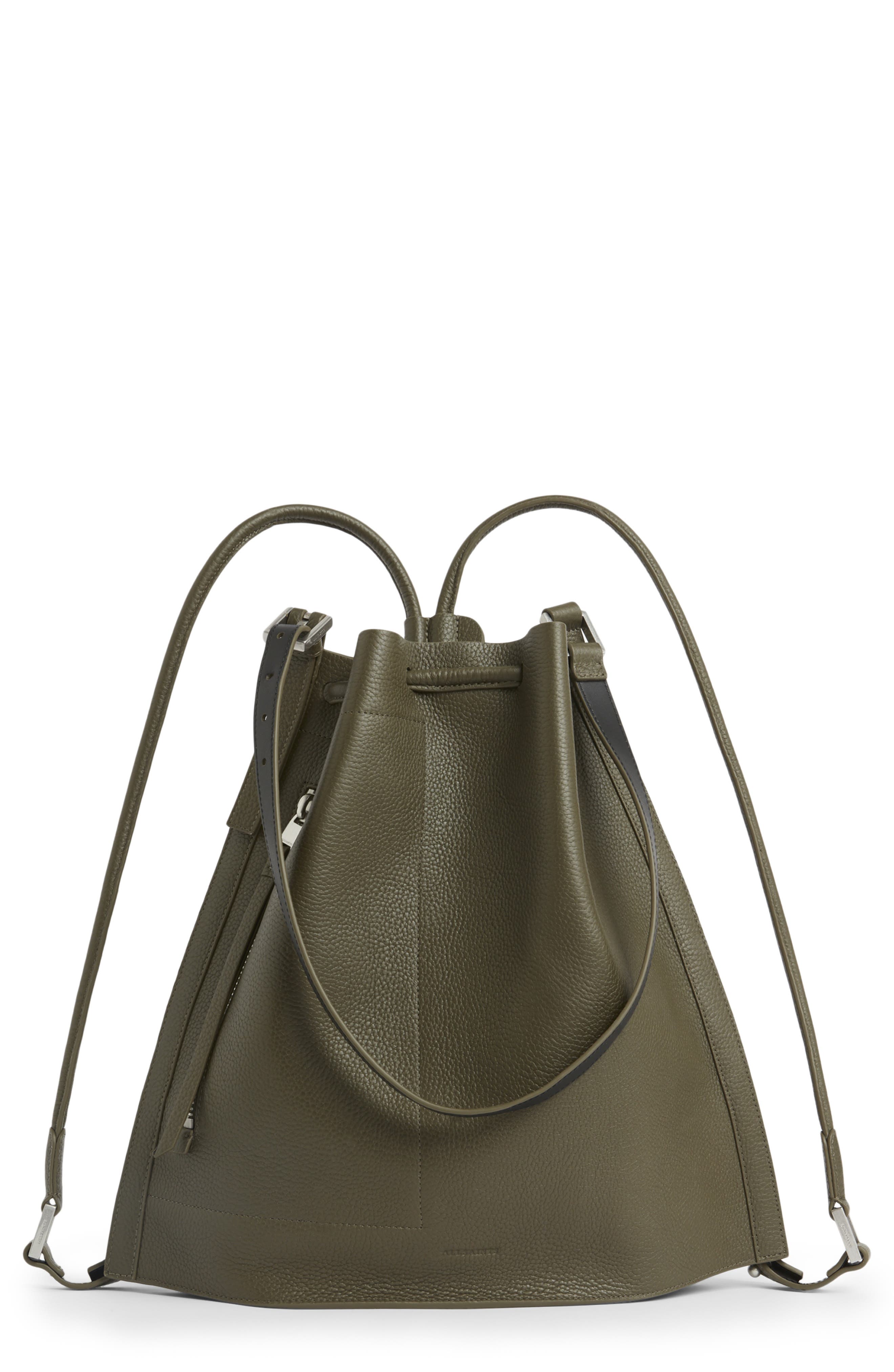 Alpha Convertible Leather Backpack, Main, color, DUSTY KHAKI GREEN