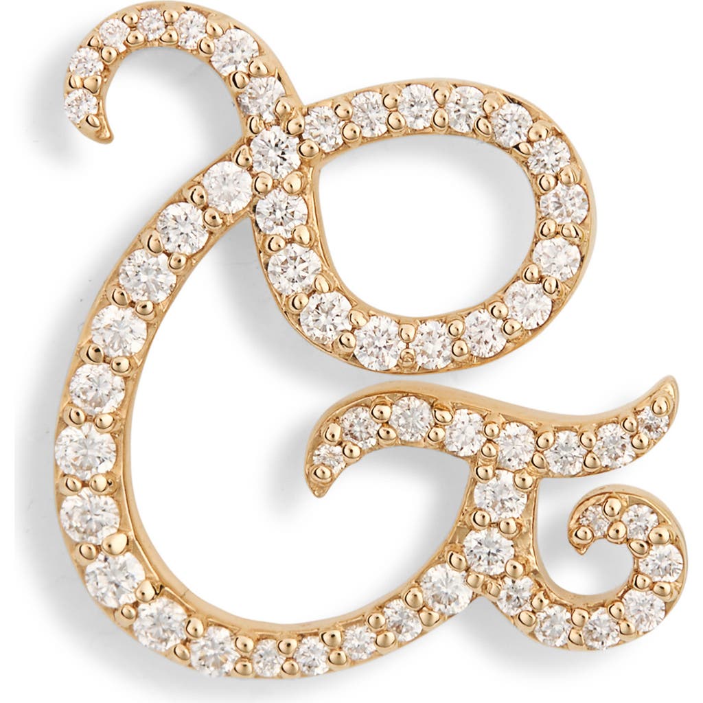Lana 14k Gold Diamond Cursive Initial Stud Earring In Gold
