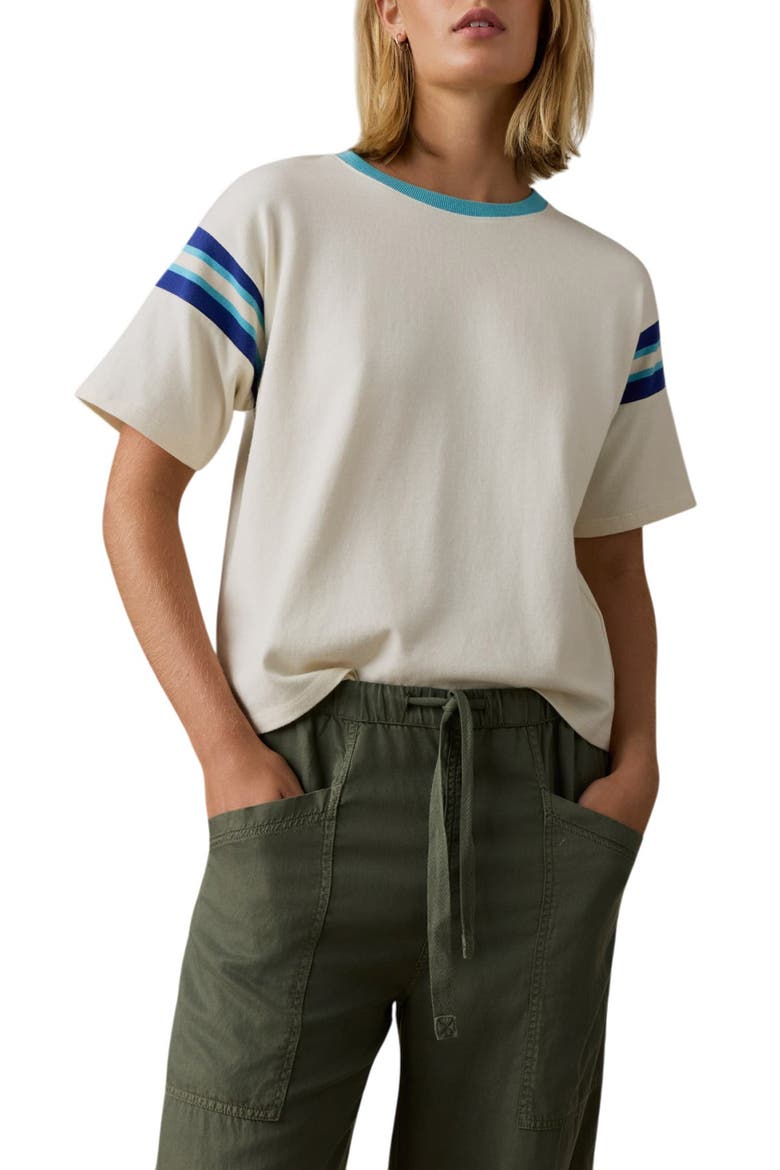 Throwback Stripe Sleeve Organic Cotton T-Shirt, Main, color, SEASIDE VARSITY