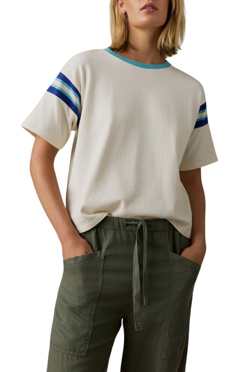 Faherty Throwback Stripe Sleeve Organic Cotton T-Shirt, Main, color, Seaside Varsity