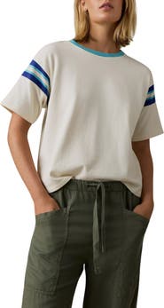 Faherty Throwback Stripe Sleeve Organic Cotton T-Shirt