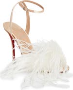 Christian Louboutin Miss Z Loubipoupi Feather Embellished Ankle Strap Sandal