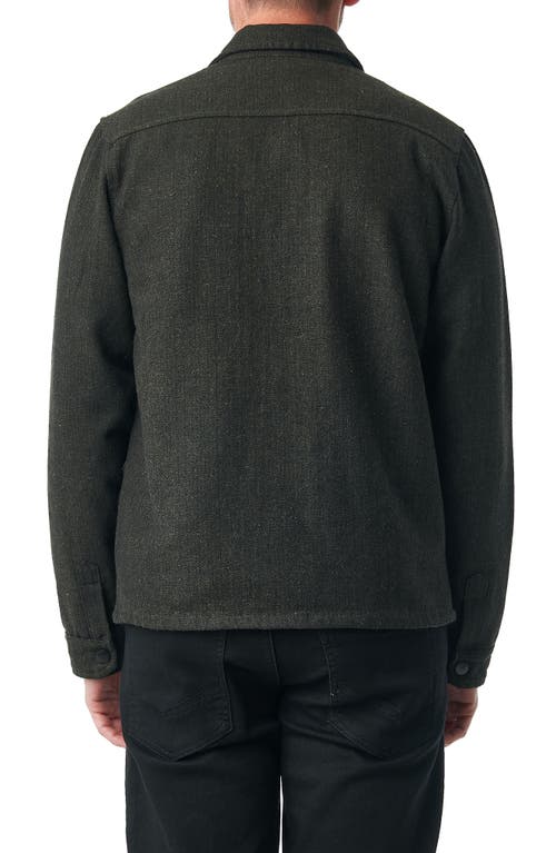 Ezekiel Turner Herringbone Snap Button Overshirt In Military Green