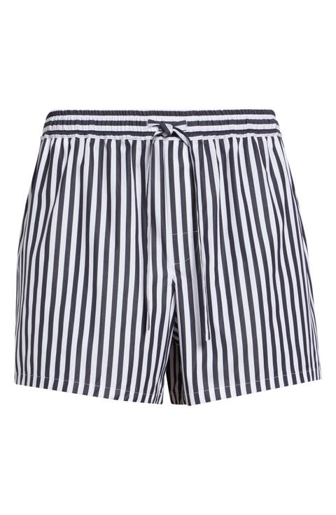 Stripe Cotton & Silk Poplin Shorts