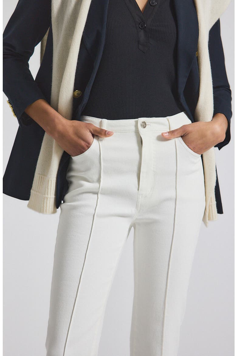 Perce Pintuck Pleat Comfort Stretch Crop Jeans, Alternate, color, BLANC DE BLANC