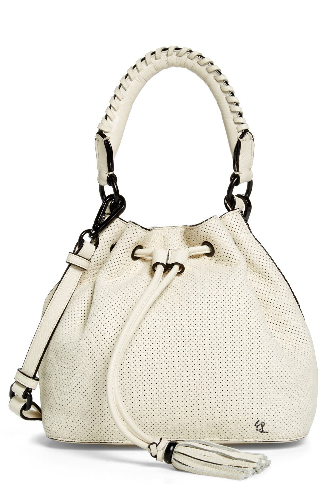 'Gigi Bon Bon' Leather Bucket Bag, Main, color, LINEN