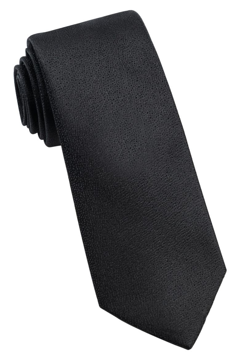 Textured Silk Tie, Main, color, BLACK