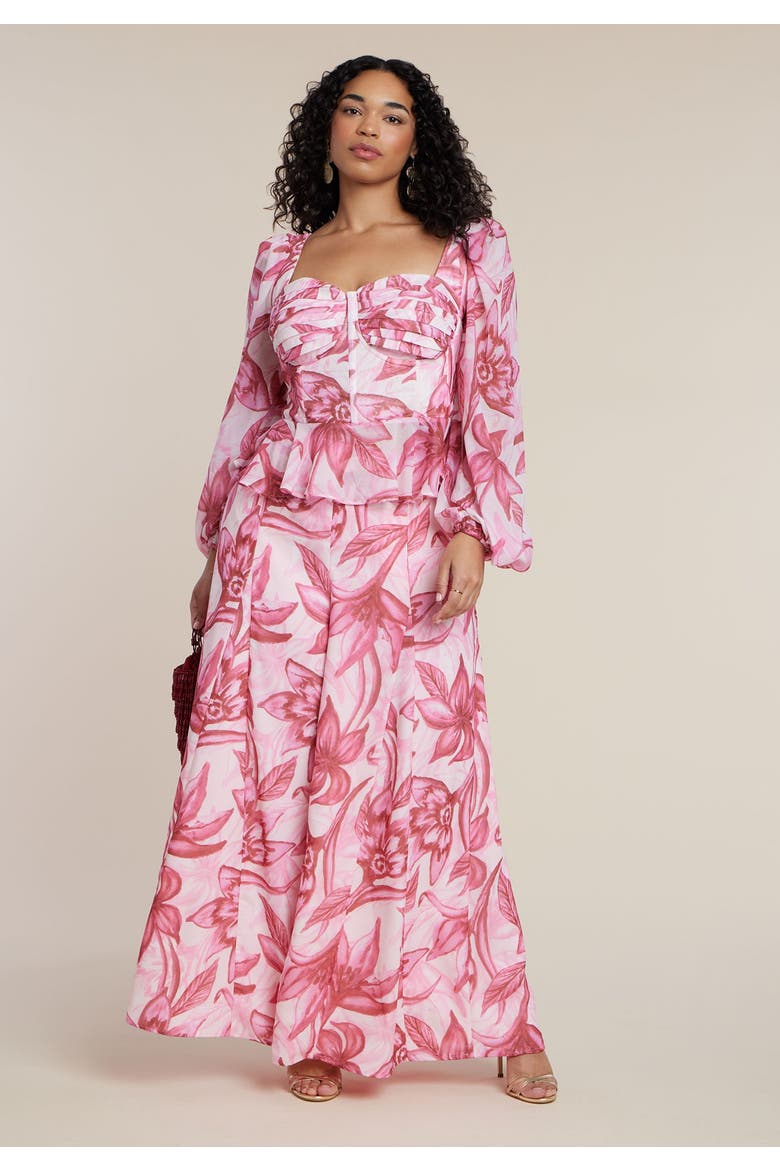Patbo X Eloquii Wide Leg Godet Pants, Alternate, color, SAFFRON BLOOMS