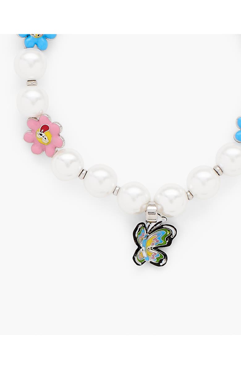 Marc Jacobs Garden Butterfly Faux Pearl Station Bracelet, Alternate, color, Silver/Multi