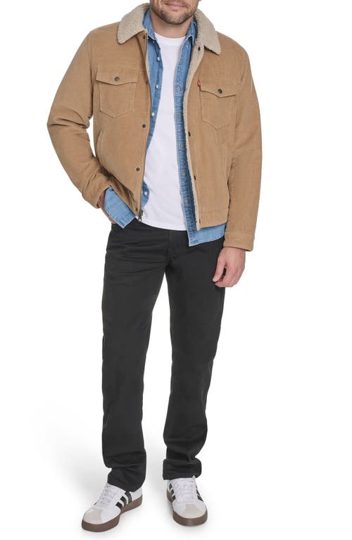Levi's Corduroy Faux Shearling Lined Trucker Jacket In Brown