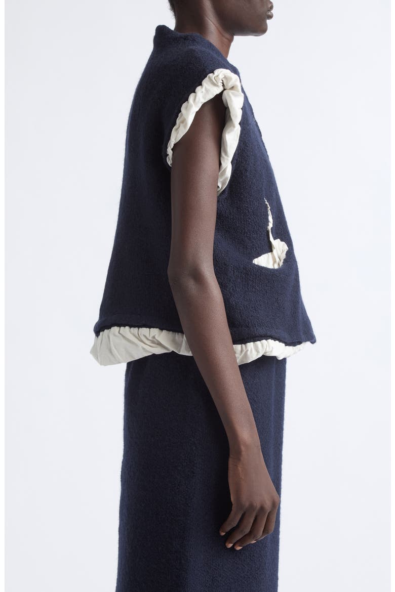 Fulling Wool Knit Vest, Alternate, color, NAVY