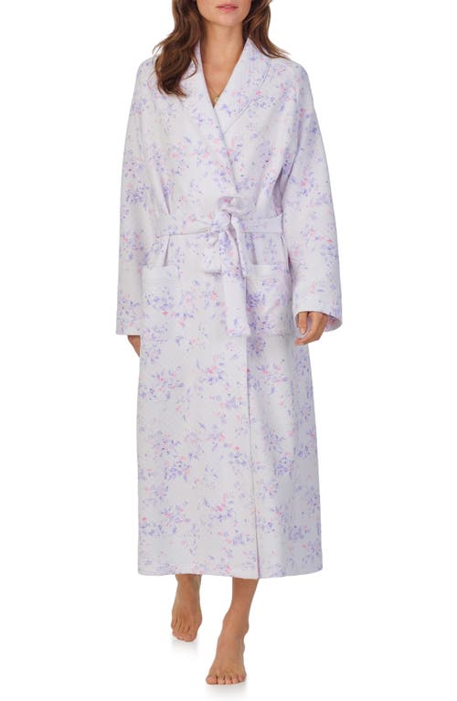 Eileen West Floral Quilted Cotton Ballet Robe In White Lilac