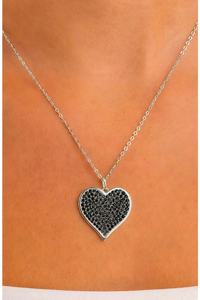 Cubic Zirconia Heart Pendant Necklace, Alternate, color, SILVER