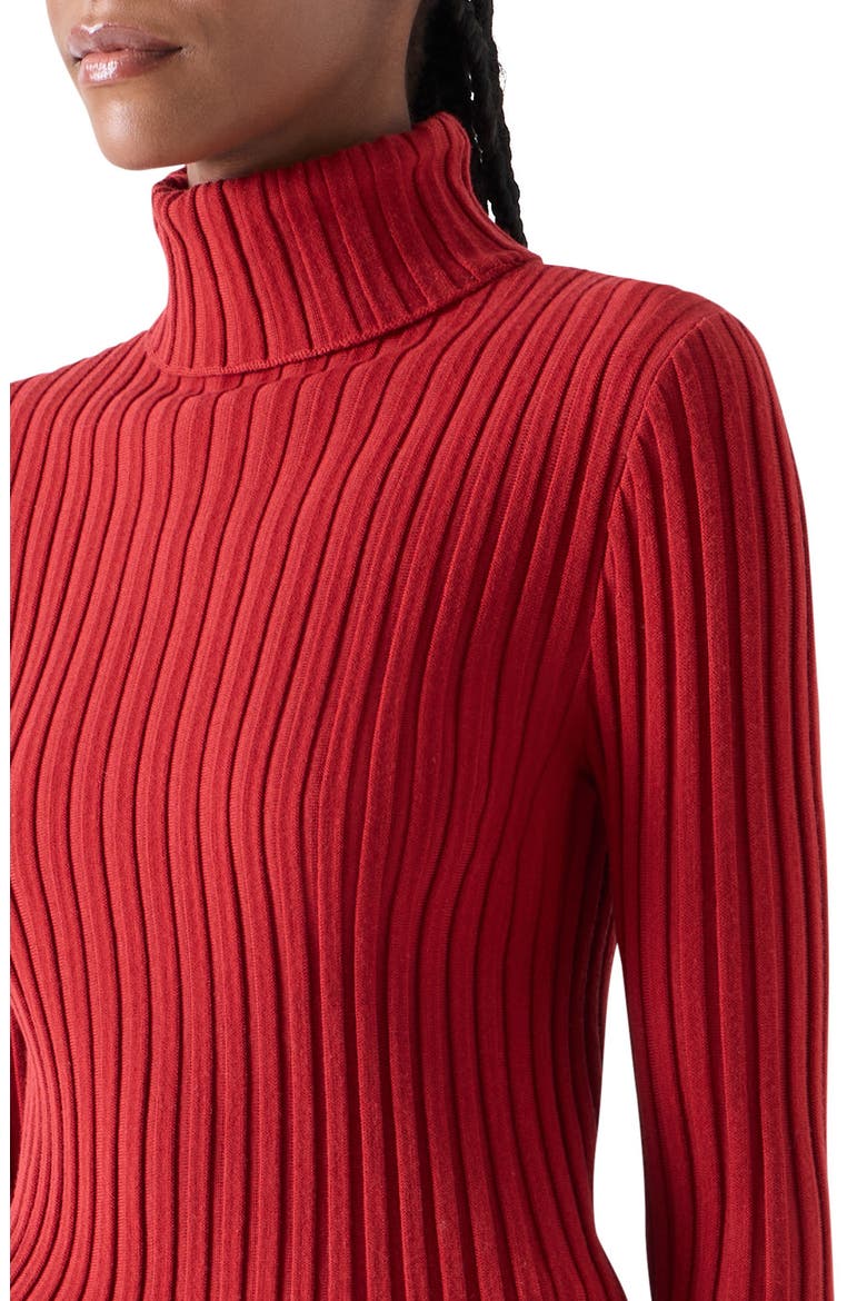 Merino Wool Reverse Rib Turtleneck Sweater, Alternate, color, RUSTY RED